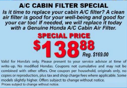 A/C Cabin Filter Special